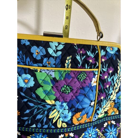 Vera Bradly Blue Purple Yellow Square Clasp Short Handle Purse. - Picture 4 of 14